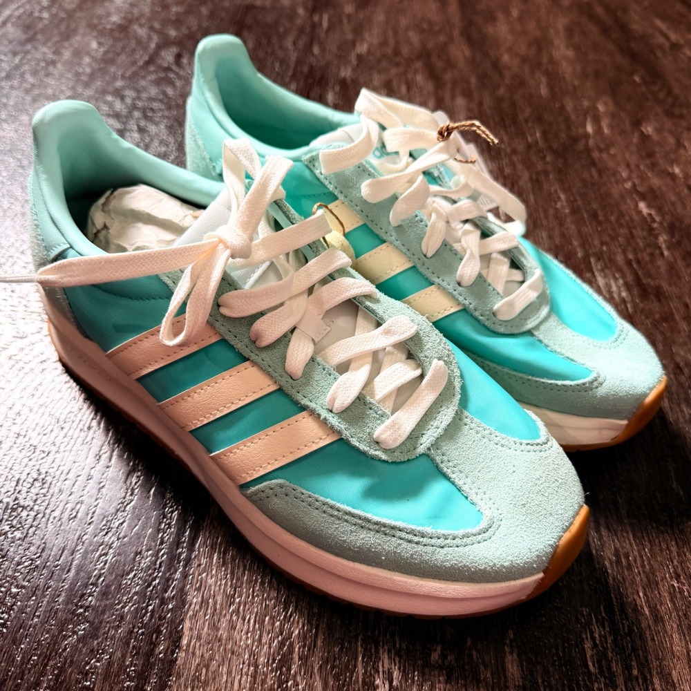 Adidas Run 60s 3.0 Sneakers Women 7 Aqua Mint Green Suede Nylon JQ7924 NEW